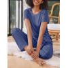 imageEkouaer 2 Pack Pajamas for Women Set Short Sleeve Sleepwear Top and Pants Pjs Soft Printed Lounge Sets with PocketsGrey StripedBlue Dots