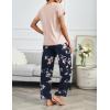 imageEkouaer 2 Pack Pajamas for Women Set Short Sleeve Sleepwear Top and Pants Pjs Soft Printed Lounge Sets with PocketsNavy Blue PlaidPink Flower