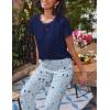 imageEkouaer 2 Pack Pajamas for Women Set Short Sleeve Sleepwear Top and Pants Pjs Soft Printed Lounge Sets with PocketsPink Grey StarNavy Blue Star