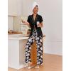imageEkouaer Pajamas for Women Set Button Up Sleepwear Cute Pjs Ruffle Sleeve Notch Collar Loungewear with Long Pants SXXLBlack Floral