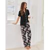 imageEkouaer Pajamas for Women Set Button Up Sleepwear Cute Pjs Ruffle Sleeve Notch Collar Loungewear with Long Pants SXXLBlack Floral