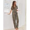 imageEkouaer Pajamas for Women Set Button Up Sleepwear Cute Pjs Ruffle Sleeve Notch Collar Loungewear with Long Pants SXXLBrown Leopard