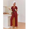 imageEkouaer Pajamas for Women Set Button Up Sleepwear Cute Pjs Ruffle Sleeve Notch Collar Loungewear with Long Pants SXXLBurgundy