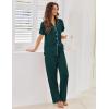 imageEkouaer Pajamas for Women Set Button Up Sleepwear Cute Pjs Ruffle Sleeve Notch Collar Loungewear with Long Pants SXXLEmerald Green