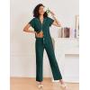 imageEkouaer Pajamas for Women Set Button Up Sleepwear Cute Pjs Ruffle Sleeve Notch Collar Loungewear with Long Pants SXXLEmerald Green