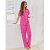 imageEkouaer Pajamas for Women Set Button Up Sleepwear Cute Pjs Ruffle Sleeve Notch Collar Loungewear with Long Pants SXXLHot Pink Cheetah