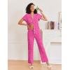 imageEkouaer Pajamas for Women Set Button Up Sleepwear Cute Pjs Ruffle Sleeve Notch Collar Loungewear with Long Pants SXXLHot Pink Cheetah