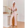imageEkouaer Pajamas for Women Set Button Up Sleepwear Cute Pjs Ruffle Sleeve Notch Collar Loungewear with Long Pants SXXLLight Pink