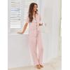imageEkouaer Pajamas for Women Set Button Up Sleepwear Cute Pjs Ruffle Sleeve Notch Collar Loungewear with Long Pants SXXLLight Pink