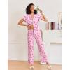 imageEkouaer Pajamas for Women Set Button Up Sleepwear Cute Pjs Ruffle Sleeve Notch Collar Loungewear with Long Pants SXXLPink Bow Tie