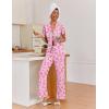 imageEkouaer Pajamas for Women Set Button Up Sleepwear Cute Pjs Ruffle Sleeve Notch Collar Loungewear with Long Pants SXXLPink Bow Tie