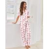 imageEkouaer Pajamas for Women Set Button Up Sleepwear Cute Pjs Ruffle Sleeve Notch Collar Loungewear with Long Pants SXXLPink Striped Bow Teddy
