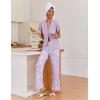 imageEkouaer Pajamas for Women Set Button Up Sleepwear Cute Pjs Ruffle Sleeve Notch Collar Loungewear with Long Pants SXXLPurple Flower