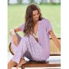imageEkouaer Pajamas for Women Set Button Up Sleepwear Cute Pjs Ruffle Sleeve Notch Collar Loungewear with Long Pants SXXLPurple Flower