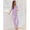 imageEkouaer Pajamas for Women Set Button Up Sleepwear Cute Pjs Ruffle Sleeve Notch Collar Loungewear with Long Pants SXXLPurple Flower