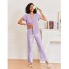 imageEkouaer Pajamas for Women Set Button Up Sleepwear Cute Pjs Ruffle Sleeve Notch Collar Loungewear with Long Pants SXXLPurple Flower