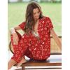 imageEkouaer Pajamas for Women Set Button Up Sleepwear Cute Pjs Ruffle Sleeve Notch Collar Loungewear with Long Pants SXXLRed Xmas Teddy