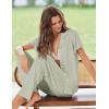 imageEkouaer Pajamas for Women Set Button Up Sleepwear Cute Pjs Ruffle Sleeve Notch Collar Loungewear with Long Pants SXXLSage Green