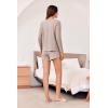 imageEkouaer Waffle Knit Pajama Sets for Women Solid Lounge Sets Long Sleeve Top and Shorts Pjs SXXL