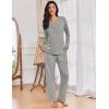 imageEkouaer Womens Pajama Sets Pleated Tops with Long Pants Lounge Set Long Sleeve Fall Sleepwear Ladies Pjs SXXLGrey
