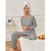 imageEkouaer Womens Pajama Sets Pleated Tops with Long Pants Lounge Set Long Sleeve Fall Sleepwear Ladies Pjs SXXLGrey