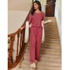 imageEkouaer Womens Pajama Sets Pleated Tops with Long Pants Lounge Set Long Sleeve Fall Sleepwear Ladies Pjs SXXLWine Red