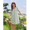 imageEkouaer Cotton Nightgowns for Women Lace Trim Sleep Shirts Short Sleeve Night Shirts Sleep Dress with PocketsLight Green