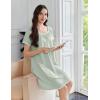 imageEkouaer Cotton Nightgowns for Women Lace Trim Sleep Shirts Short Sleeve Night Shirts Sleep Dress with PocketsLight Green