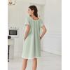 imageEkouaer Cotton Nightgowns for Women Lace Trim Sleep Shirts Short Sleeve Night Shirts Sleep Dress with PocketsLight Green
