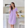 imageEkouaer Cotton Nightgowns for Women Lace Trim Sleep Shirts Short Sleeve Night Shirts Sleep Dress with PocketsLight Purple