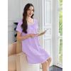imageEkouaer Cotton Nightgowns for Women Lace Trim Sleep Shirts Short Sleeve Night Shirts Sleep Dress with PocketsLight Purple