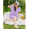imageEkouaer Cotton Nightgowns for Women Lace Trim Sleep Shirts Short Sleeve Night Shirts Sleep Dress with PocketsLight Purple