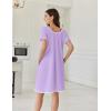 imageEkouaer Cotton Nightgowns for Women Lace Trim Sleep Shirts Short Sleeve Night Shirts Sleep Dress with PocketsLight Purple