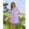 imageEkouaer Cotton Nightgowns for Women Lace Trim Sleep Shirts Short Sleeve Night Shirts Sleep Dress with PocketsLight Purple