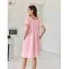 imageEkouaer Cotton Nightgowns for Women Lace Trim Sleep Shirts Short Sleeve Night Shirts Sleep Dress with PocketsPink