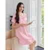 imageEkouaer Cotton Nightgowns for Women Lace Trim Sleep Shirts Short Sleeve Night Shirts Sleep Dress with PocketsPink