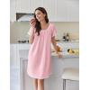 imageEkouaer Cotton Nightgowns for Women Lace Trim Sleep Shirts Short Sleeve Night Shirts Sleep Dress with PocketsPink