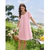 imageEkouaer Cotton Nightgowns for Women Lace Trim Sleep Shirts Short Sleeve Night Shirts Sleep Dress with PocketsPink