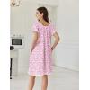 imageEkouaer Cotton Nightgowns for Women Lace Trim Sleep Shirts Short Sleeve Night Shirts Sleep Dress with PocketsPink Floral