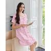 imageEkouaer Cotton Nightgowns for Women Lace Trim Sleep Shirts Short Sleeve Night Shirts Sleep Dress with PocketsPink Floral