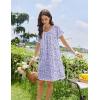 imageEkouaer Cotton Nightgowns for Women Lace Trim Sleep Shirts Short Sleeve Night Shirts Sleep Dress with PocketsPurple Floral