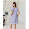 imageEkouaer Cotton Nightgowns for Women Lace Trim Sleep Shirts Short Sleeve Night Shirts Sleep Dress with PocketsPurple Floral