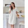 imageEkouaer Cotton Nightgowns for Women Lace Trim Sleep Shirts Short Sleeve Night Shirts Sleep Dress with PocketsWhite