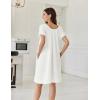 imageEkouaer Cotton Nightgowns for Women Lace Trim Sleep Shirts Short Sleeve Night Shirts Sleep Dress with PocketsWhite
