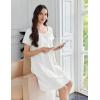 imageEkouaer Cotton Nightgowns for Women Lace Trim Sleep Shirts Short Sleeve Night Shirts Sleep Dress with PocketsWhite