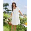 imageEkouaer Cotton Nightgowns for Women Lace Trim Sleep Shirts Short Sleeve Night Shirts Sleep Dress with PocketsWhite
