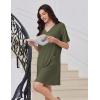 imageEkouaer Nightgowns for Women Short Sleeve Sleep Shirt V Neck Night Gown With Pockets Soft Pajamas Dress Casual SleepwearArmy Green