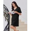 imageEkouaer Nightgowns for Women Short Sleeve Sleep Shirt V Neck Night Gown With Pockets Soft Pajamas Dress Casual SleepwearBlack