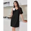 imageEkouaer Nightgowns for Women Short Sleeve Sleep Shirt V Neck Night Gown With Pockets Soft Pajamas Dress Casual SleepwearBlack