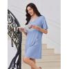 imageEkouaer Nightgowns for Women Short Sleeve Sleep Shirt V Neck Night Gown With Pockets Soft Pajamas Dress Casual SleepwearBlue